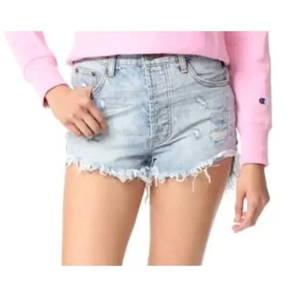 OneTeaspoon Shorts 29 Outlaws Curved Raw Hem NWOT $110 - Picture 1 of 8